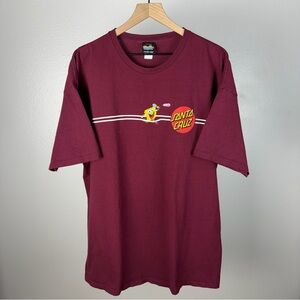 Santa Cruz X Spongebob Jelly Fish Skate Surf Double Sided Red T Shirt Size 2XL